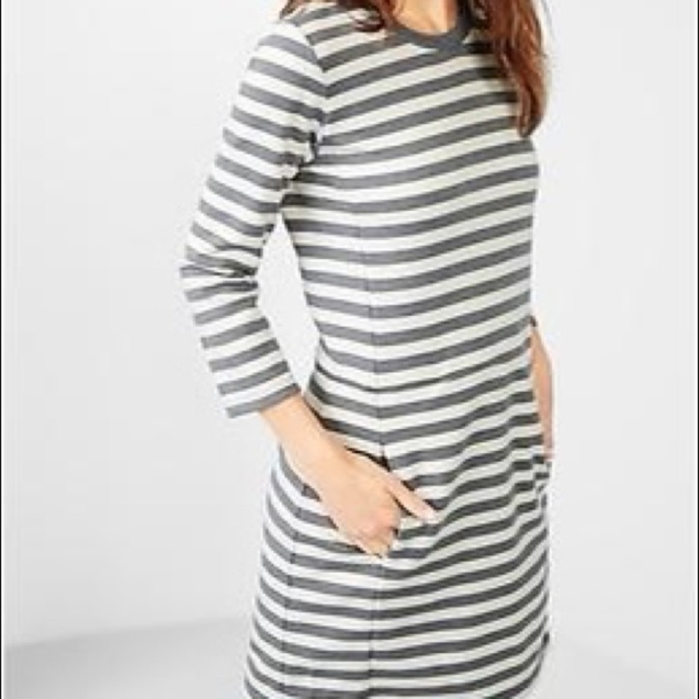 Gap Stripe Ponte Dress Heather Gray Size Medium